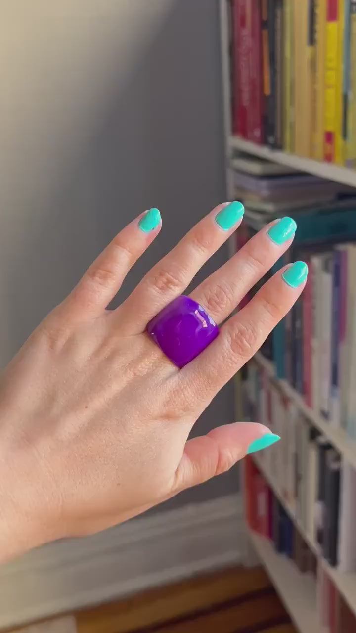 Purple Tagua Nut Statement Ring.