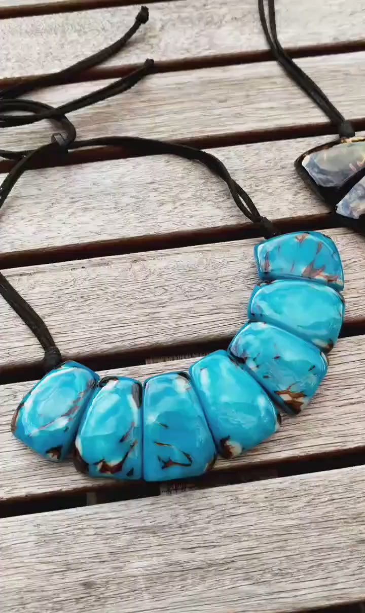 Tagua nut colorful choker.