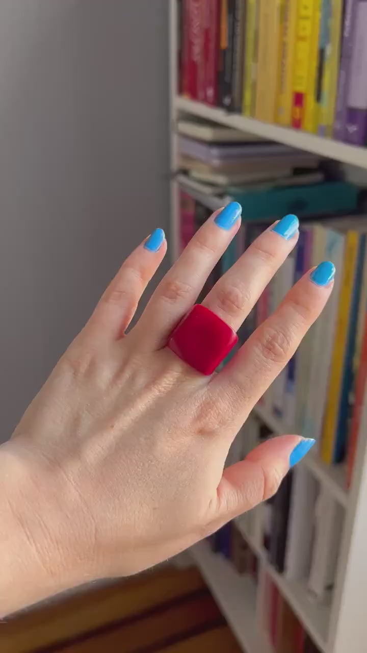 Matte Red Tagua Nut Ring.