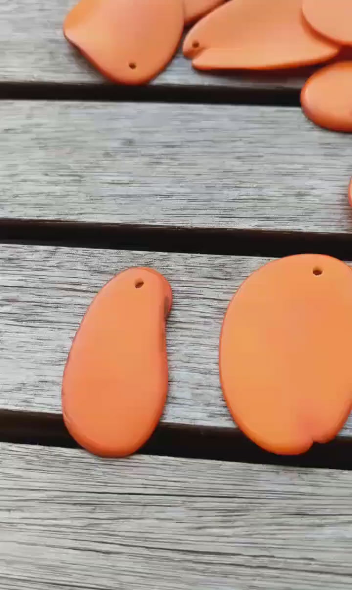 Orange Tagua Nut Beads: Jewelry Making Supplies (15pcs)