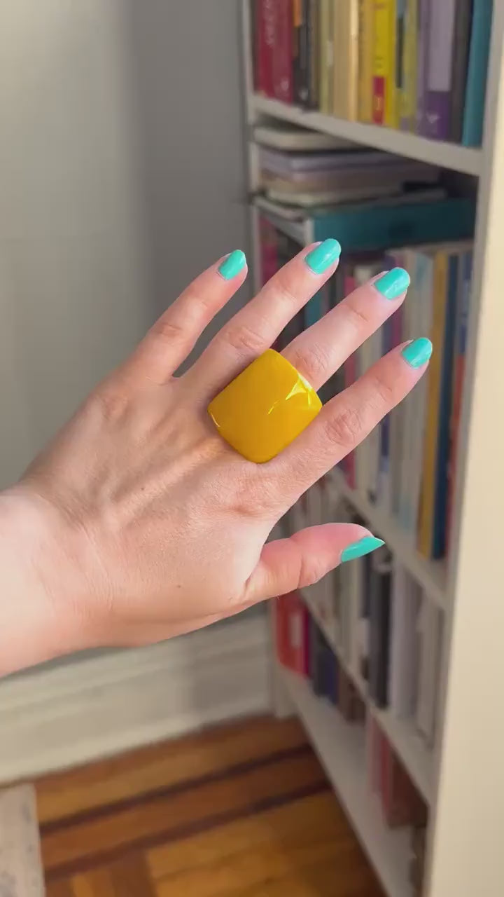 Glossy Canary Yellow Tagua Nut Ring.