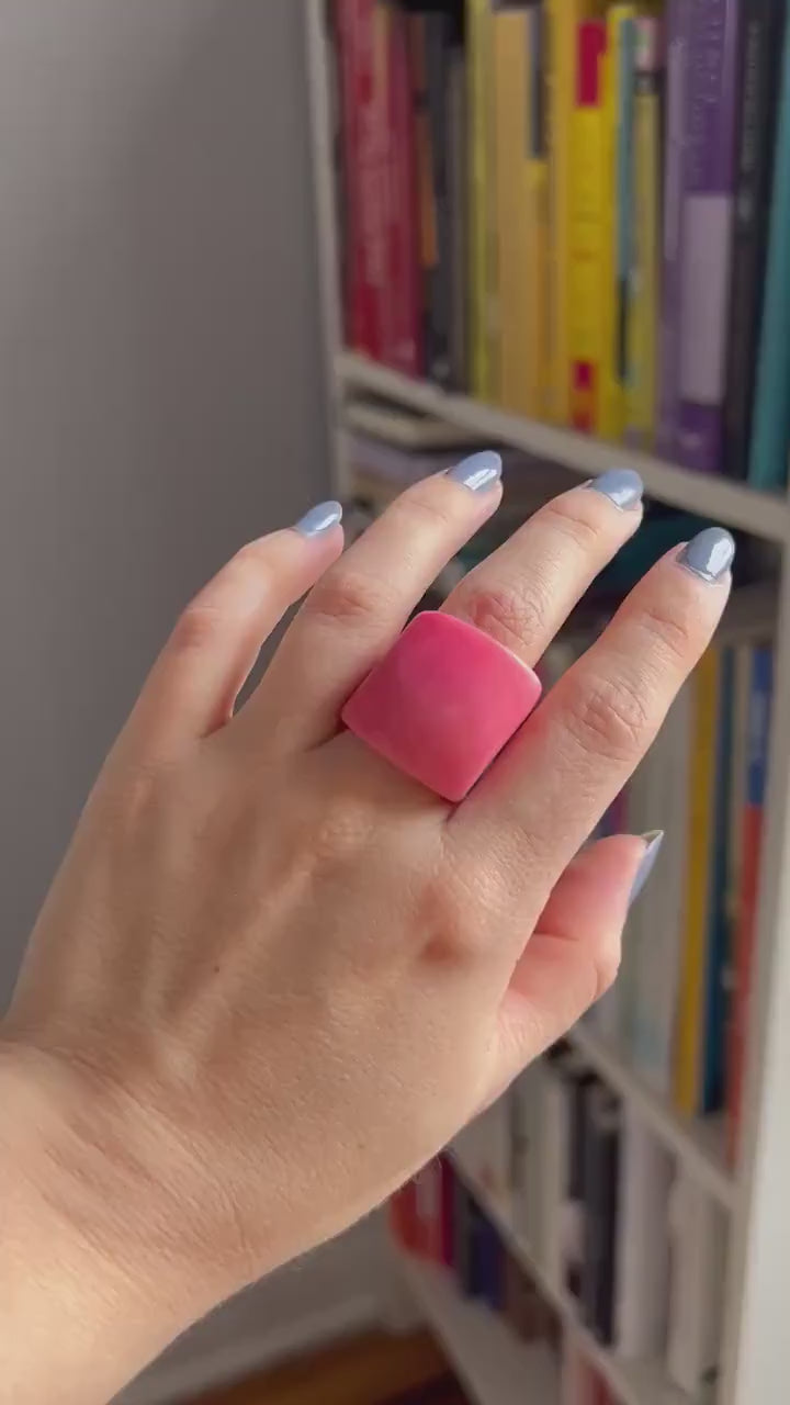 Matte Pink Wide Band Ring.