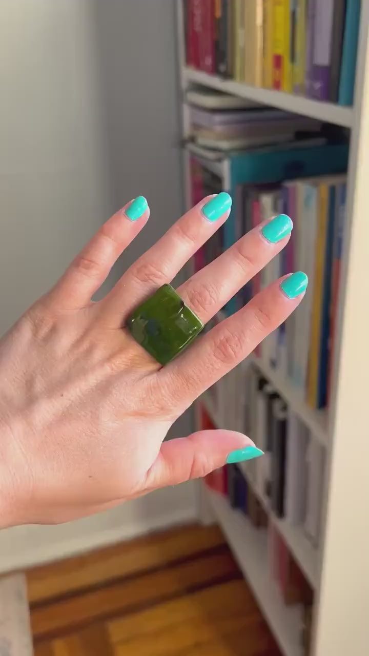 Dark Green Chunky Ring.